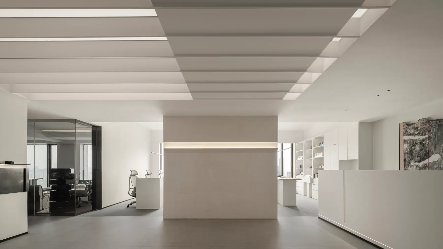 Contemporary Chinese interior with layered light, memory and calm material detail