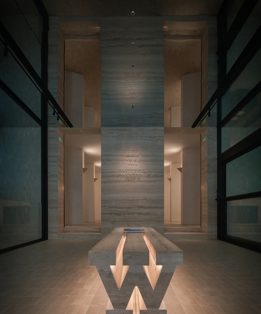 Travertine detail at the Wazzor flagship store