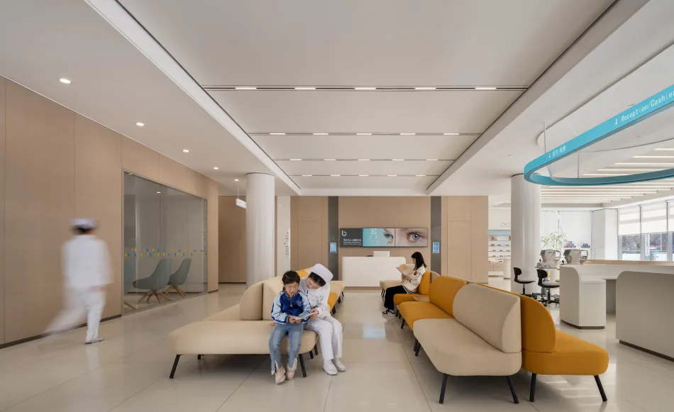 Colour and seating detail inside Suzhou eye hospital